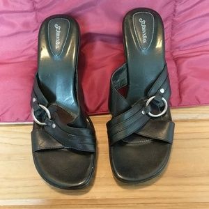 Black sandal heels dress shoes